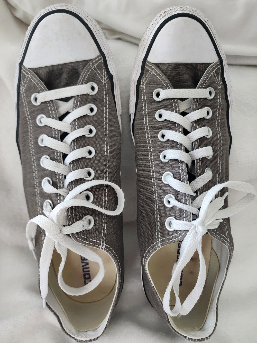 Converse Low-Top Sneakers in Grey Canvas with White Accents